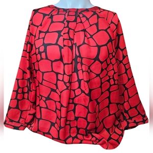 Women's‎ Red And Black Size Large Liz Claiborne Career Blouse